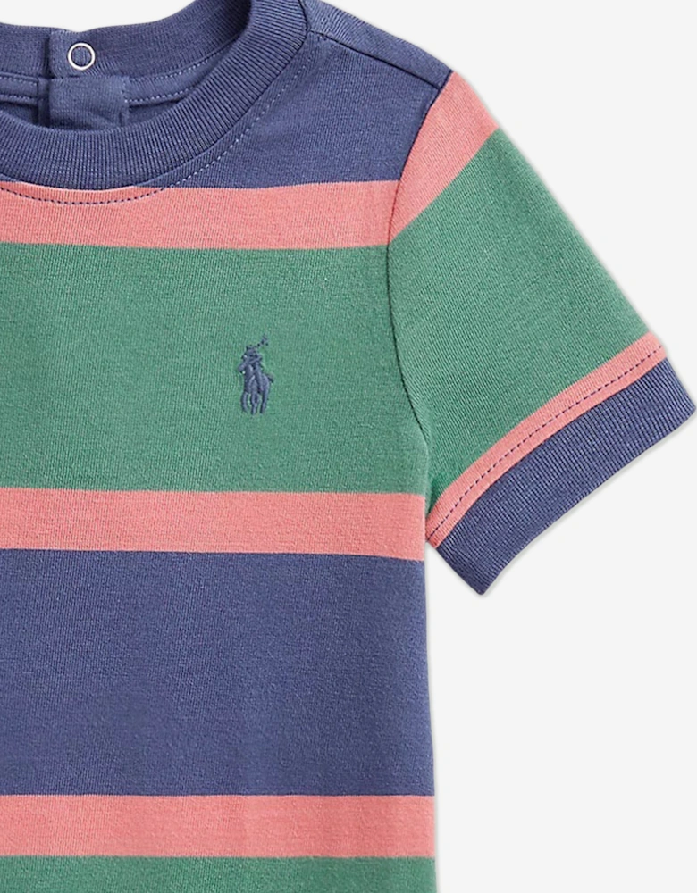 Baby Boys Striped Jersey Romper in Green