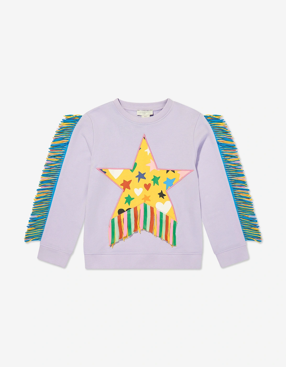 Girls Fringed Star Sweatshirt in Purple, 5 of 4
