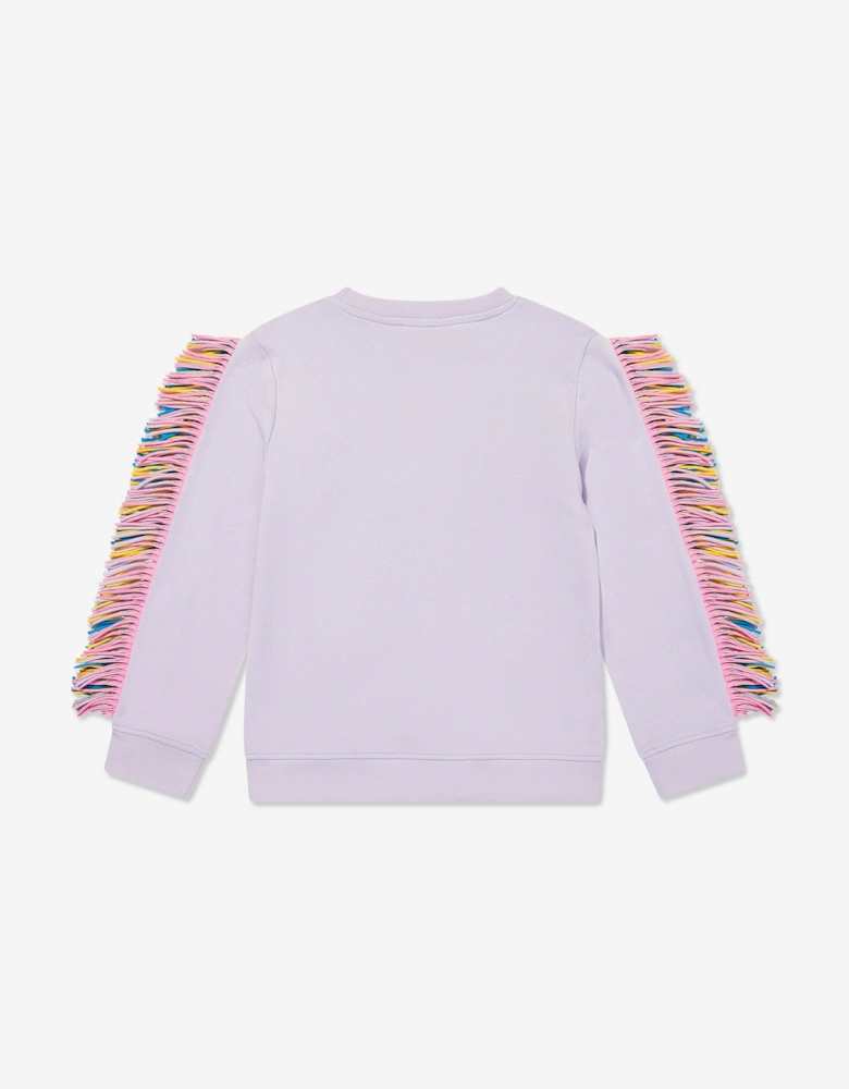 Girls Fringed Star Sweatshirt in Purple