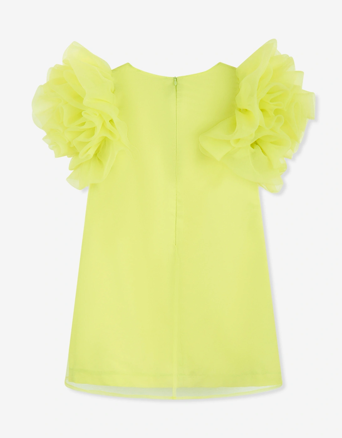 Girls Organza Ruffle Sleeve Dress in Yellow