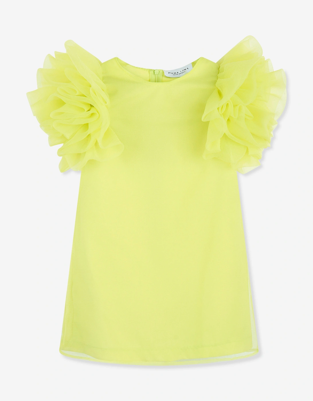 Mama Luma Girls Yellow 'S Organza Ruffle Sleeve Dress In - Size: 11 Years/12 Years Kids