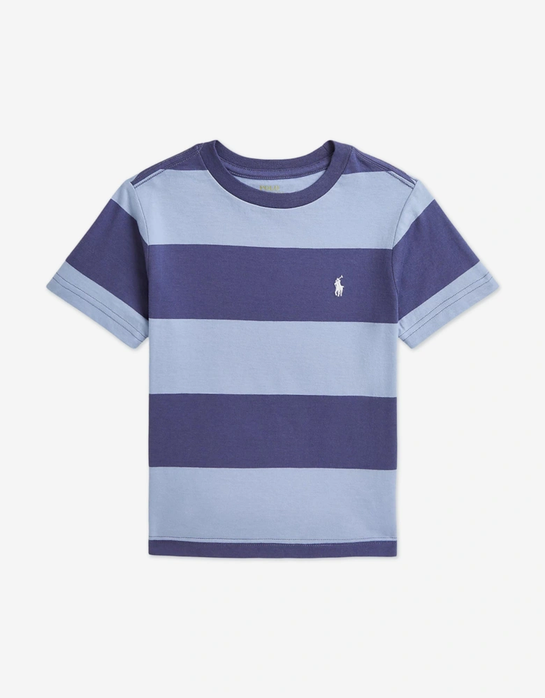 Boys Striped Jersey T-Shirt in Blue