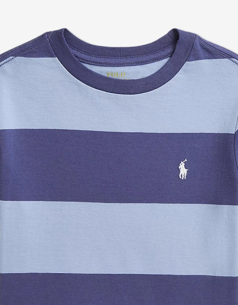 Boys Striped Jersey T-Shirt in Blue