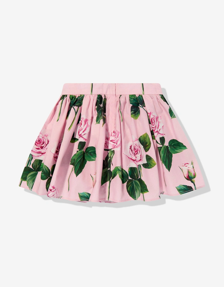 Baby Girls Rose Print Skirt in Pink
