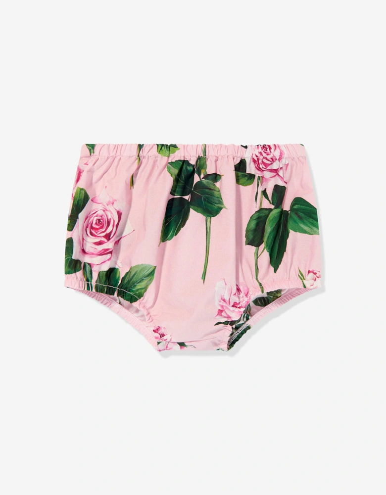Baby Girls Rose Print Skirt in Pink