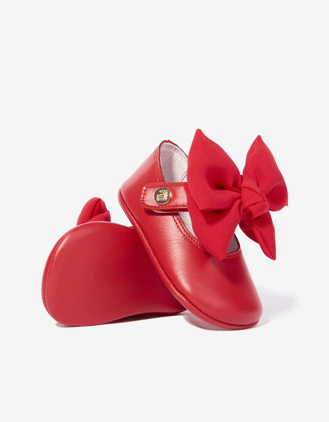 Baby Girls Leather Bow Shoes in Red