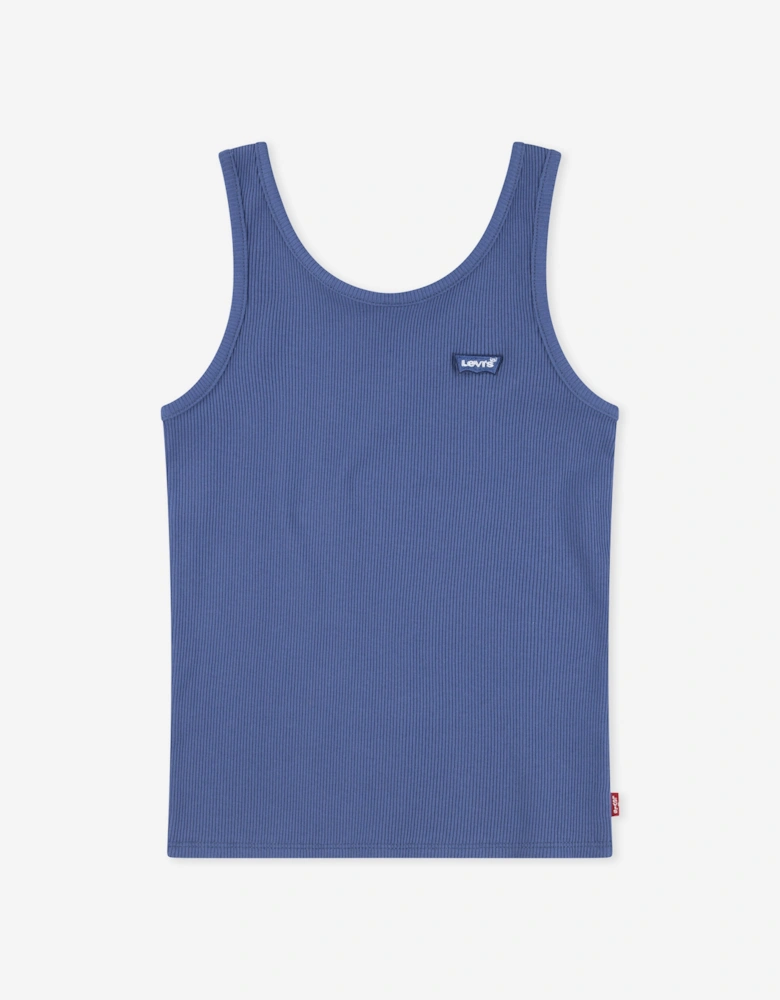 Girls Meet and Greet Ribbed Tank Top in Navy