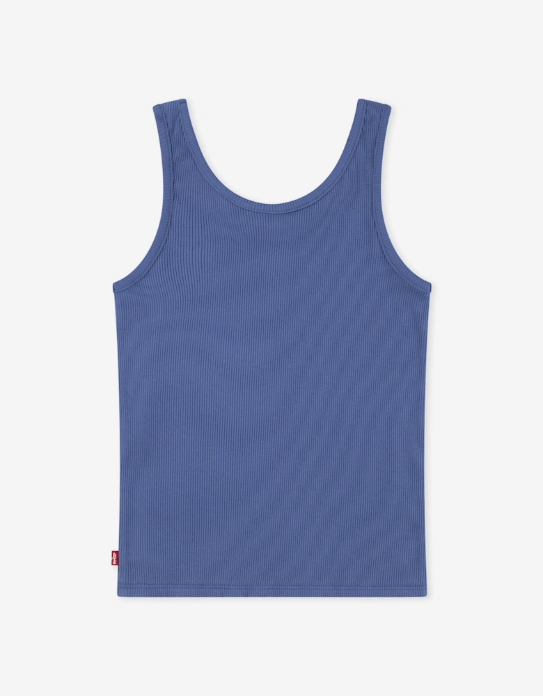 Girls Meet and Greet Ribbed Tank Top in Navy