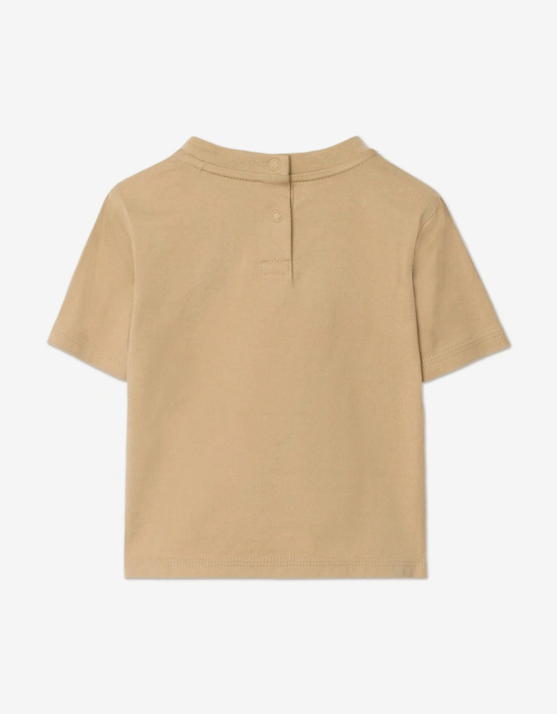 Baby Boys Mini Cedar Check Tape T-Shirt in Beige