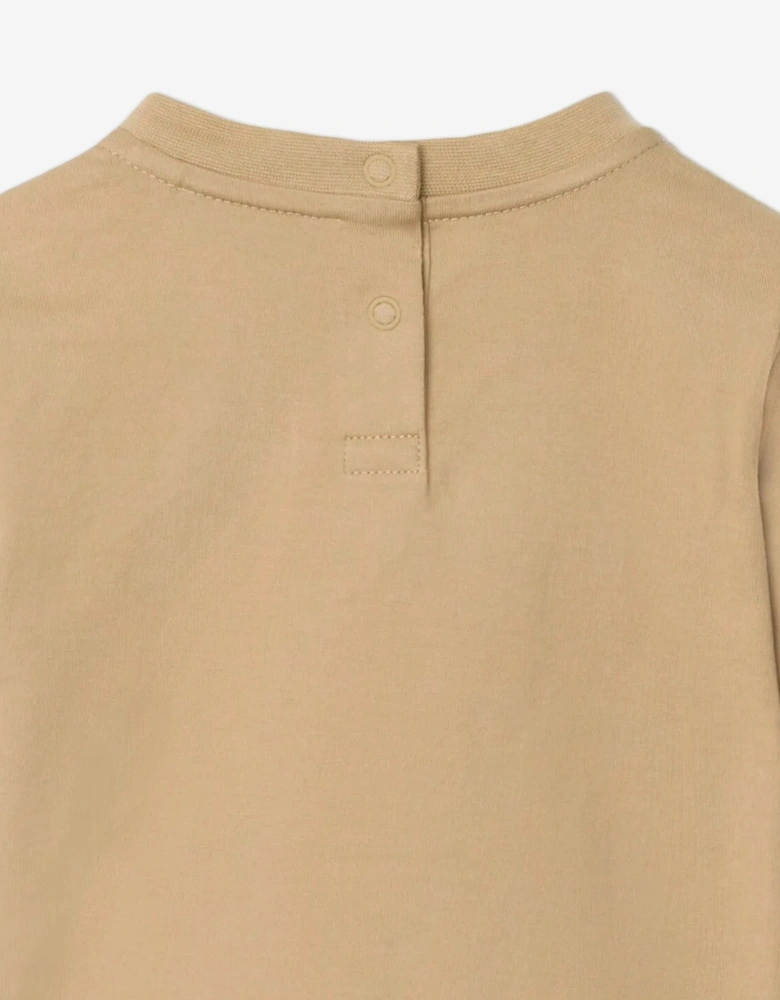 Baby Boys Mini Cedar Check Tape T-Shirt in Beige