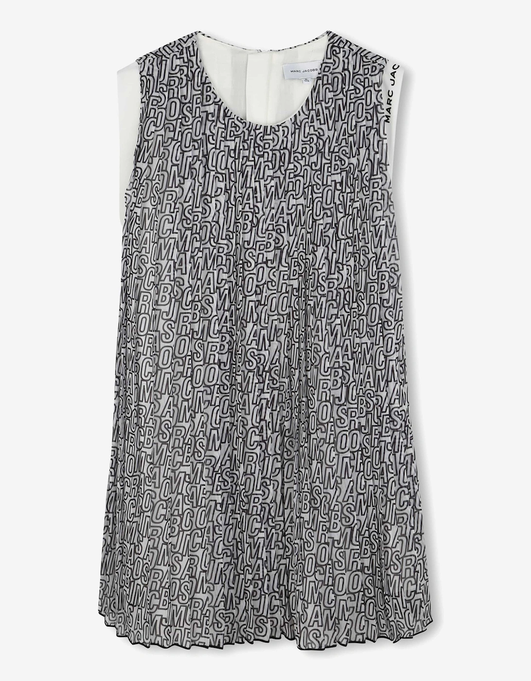 Girls Crepe Pleated Logo Dress in Black, 5 of 4