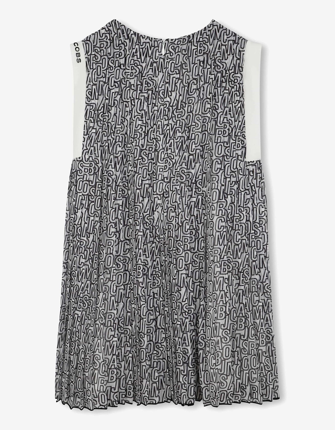 Girls Crepe Pleated Logo Dress in Black