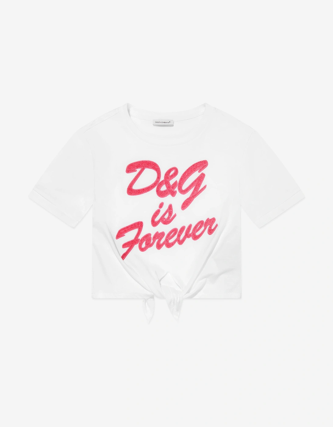 Girls Logo Tie Front T-Shirt in White, 5 of 4