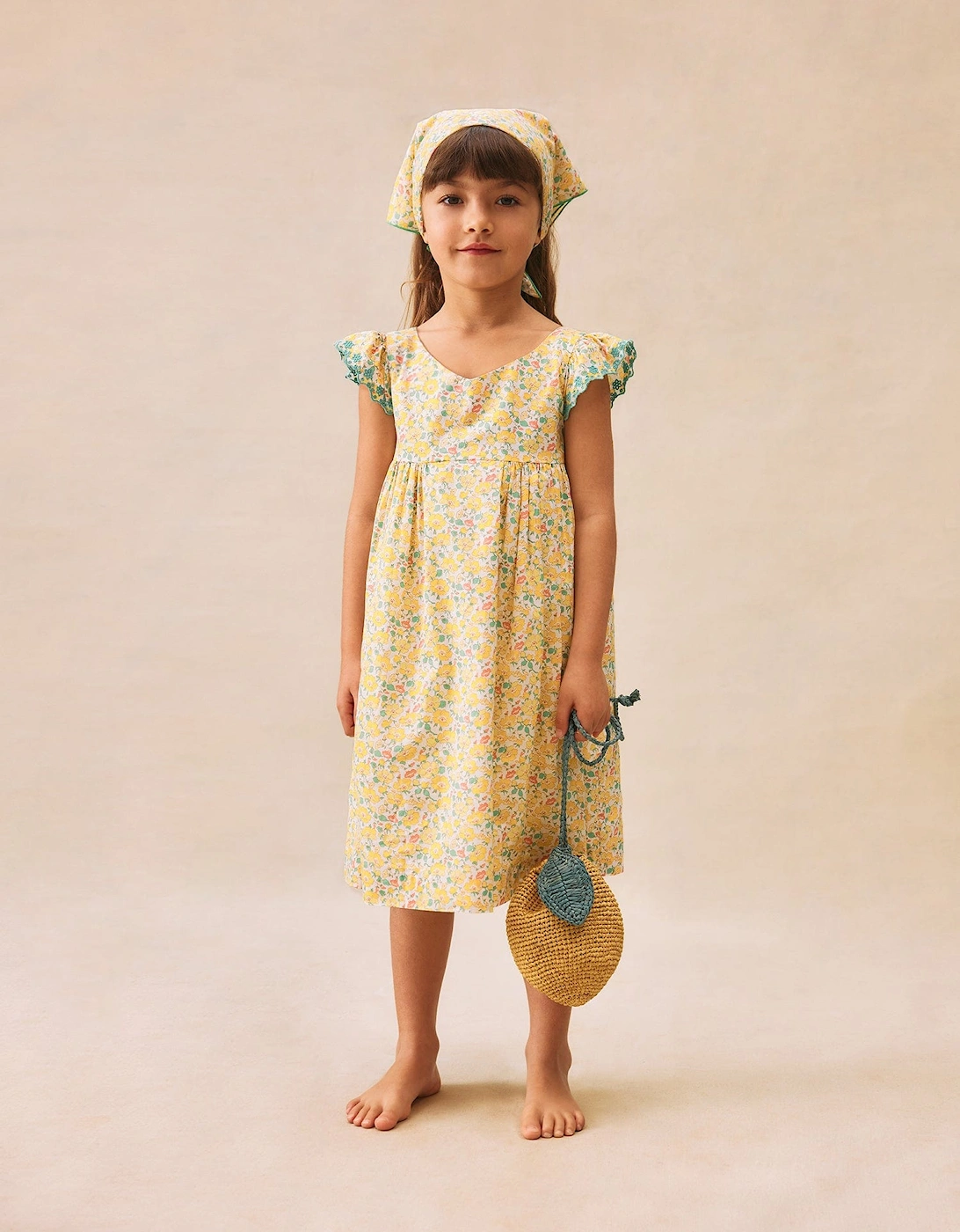 Girls Floral Emina Dress in Yellow