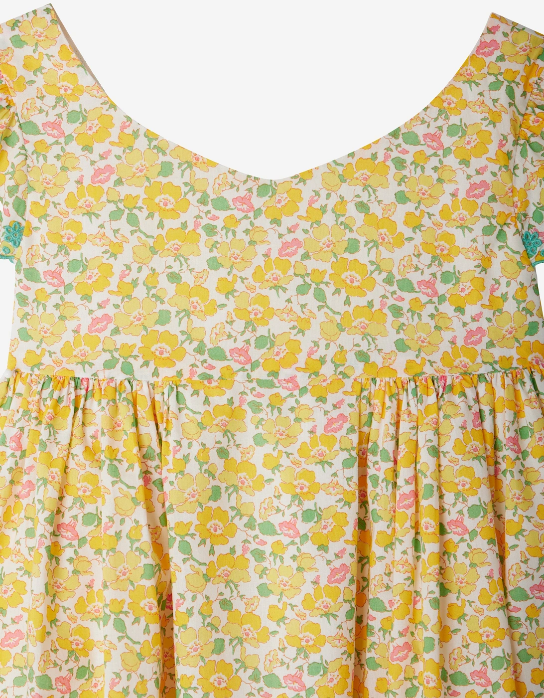 Girls Floral Emina Dress in Yellow