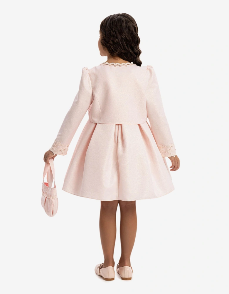 Girls Dress with Bolero and Matching Bag in Pink