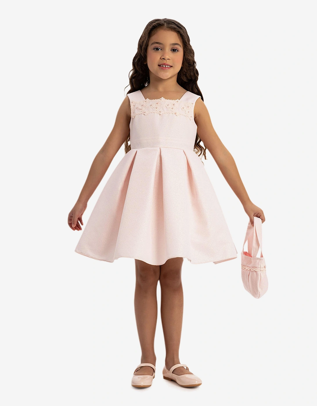 Girls Dress with Bolero and Matching Bag in Pink