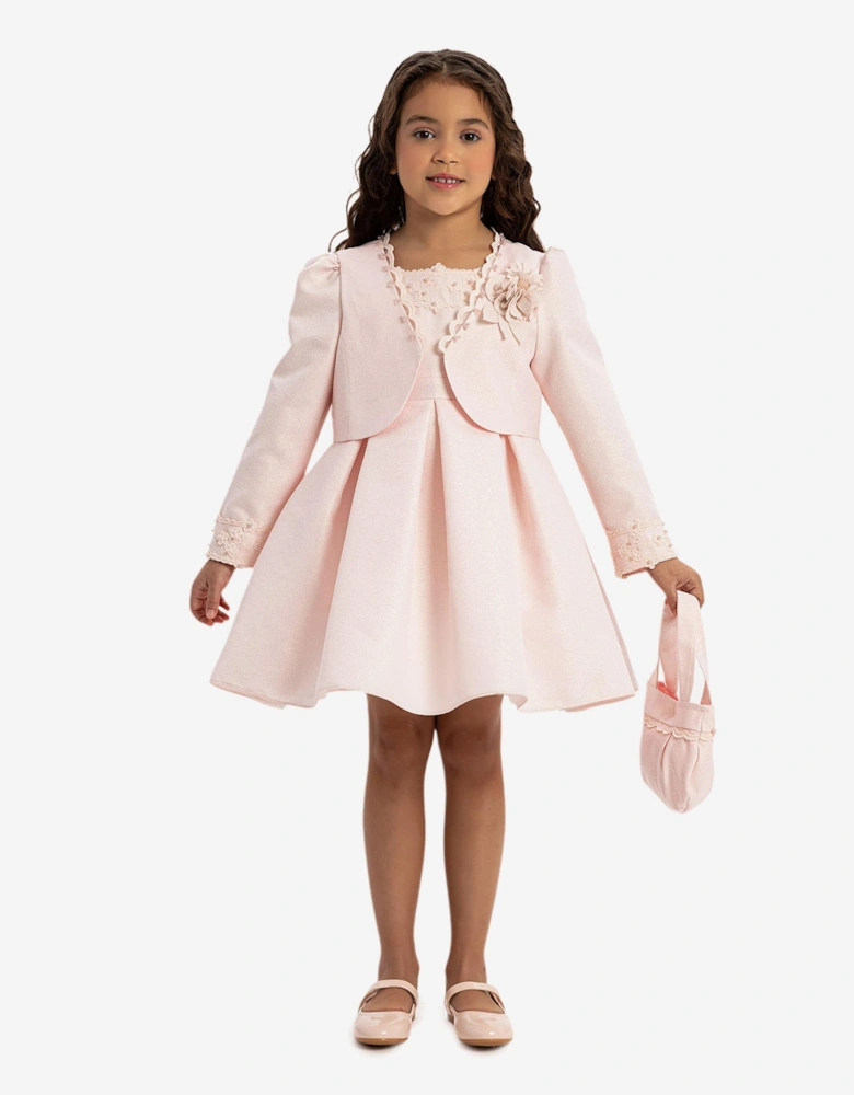 Girls Dress with Bolero and Matching Bag in Pink