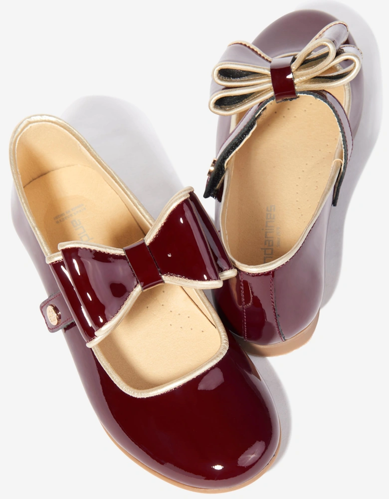 Girls Leather Mary Jane Bow Shoes in Red