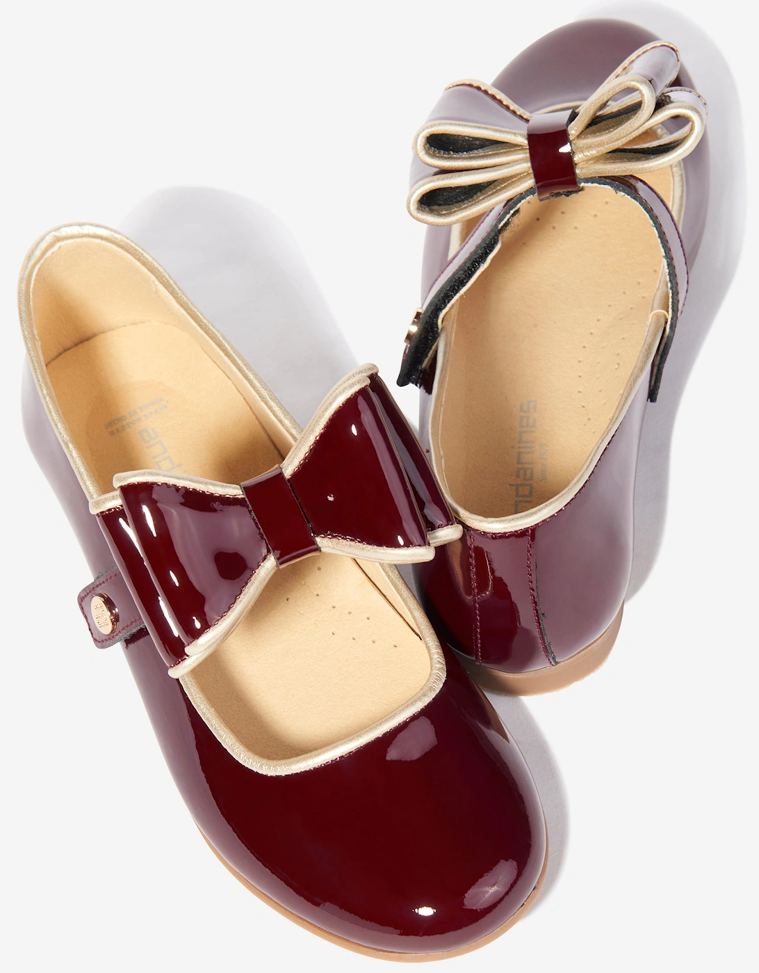 Girls Leather Mary Jane Bow Shoes in Red