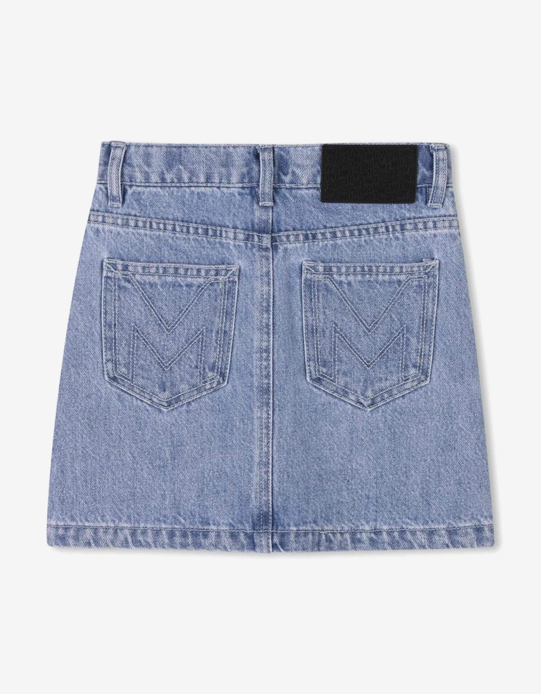 Girls Diamante Denim Skirt in Blue