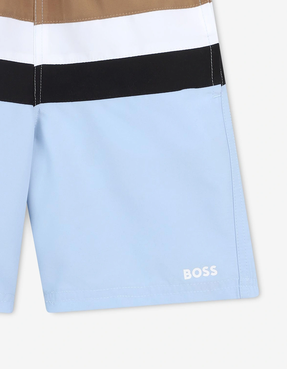 BOSS Boys Striped Swim Shorts in Blue