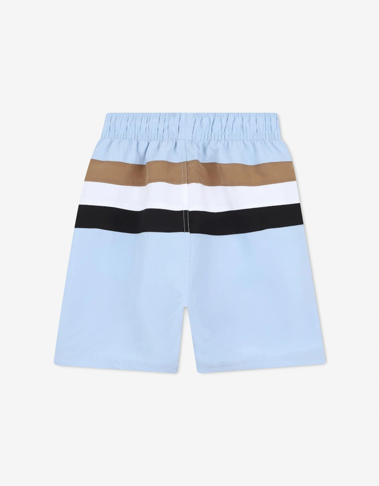 BOSS Boys Striped Swim Shorts in Blue