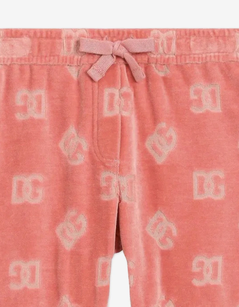 Baby Girls Jacquard Logo Joggers in Pink
