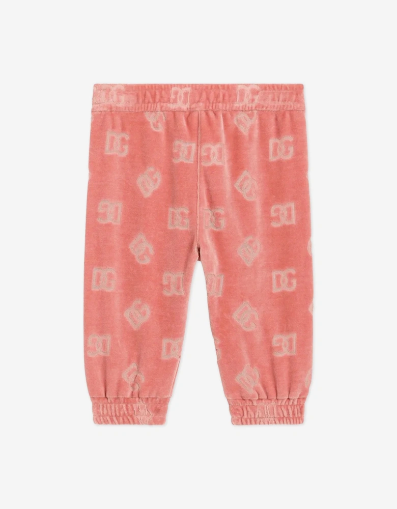 Baby Girls Jacquard Logo Joggers in Pink