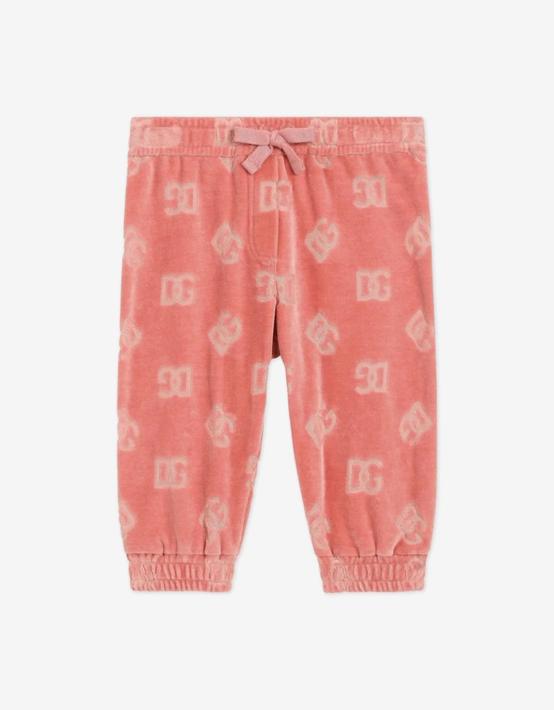 Baby Girls Jacquard Logo Joggers in Pink