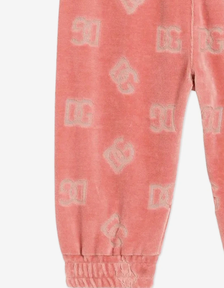 Baby Girls Jacquard Logo Joggers in Pink