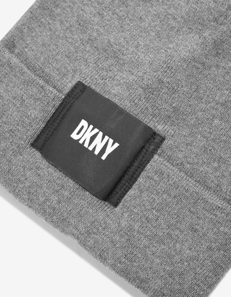 Girls Logo Beanie Hat in Grey