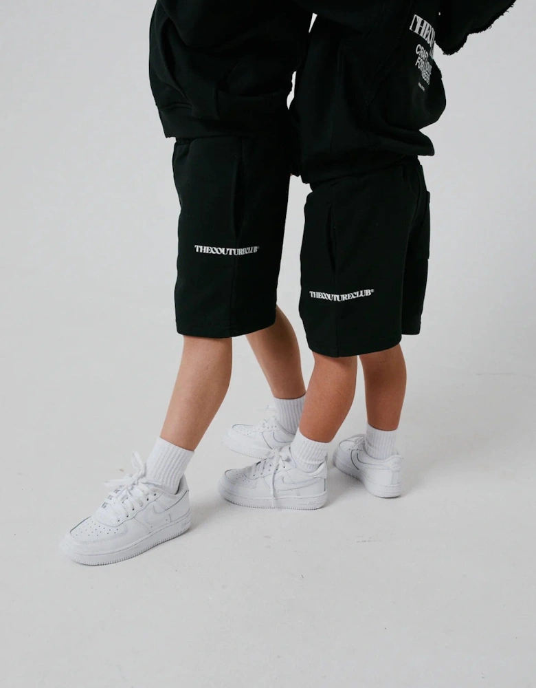 Kids Raw Seam Shorts in Black