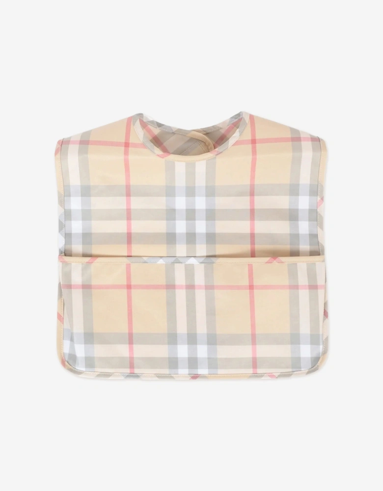 Baby Pale Check Bib in Beige