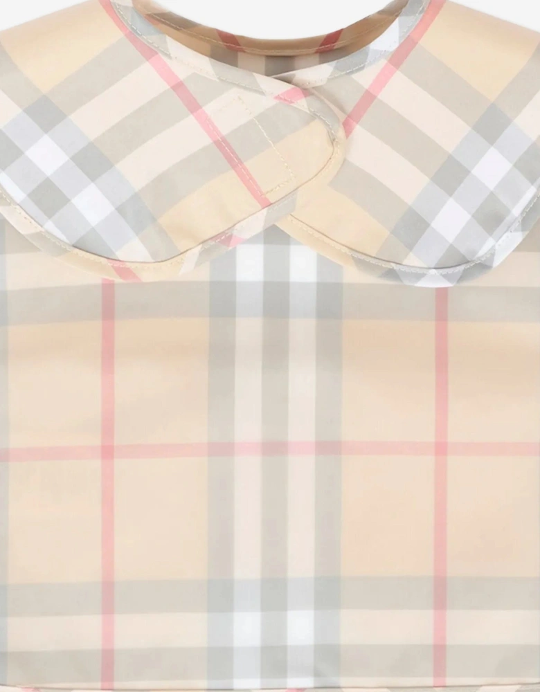 Baby Pale Check Bib in Beige