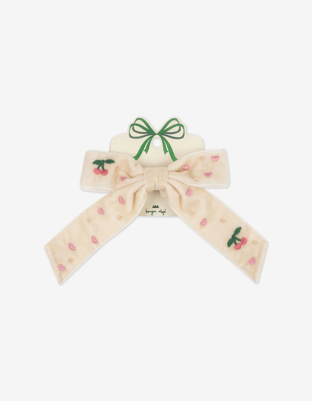 Girls Velvet Bow Pearly Hair Clip in Ivory, 5 of 4