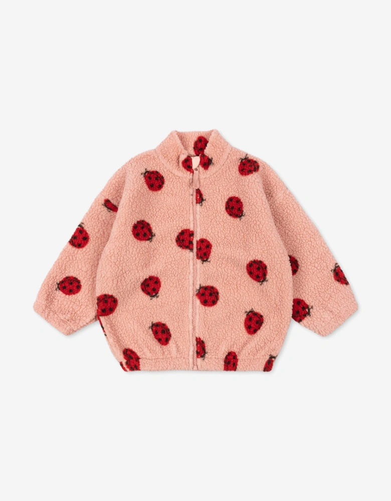 Girls Jody Ladybug Teddy Jacket in Pink