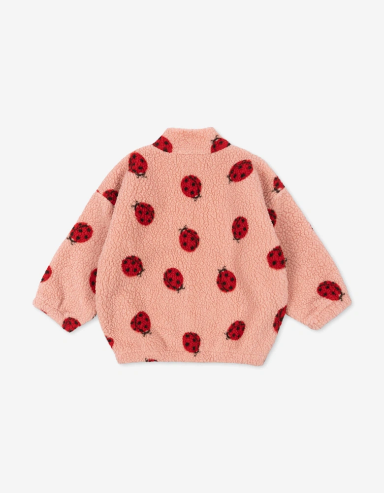 Girls Jody Ladybug Teddy Jacket in Pink