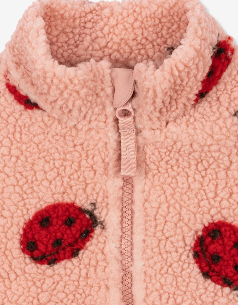 Girls Jody Ladybug Teddy Jacket in Pink