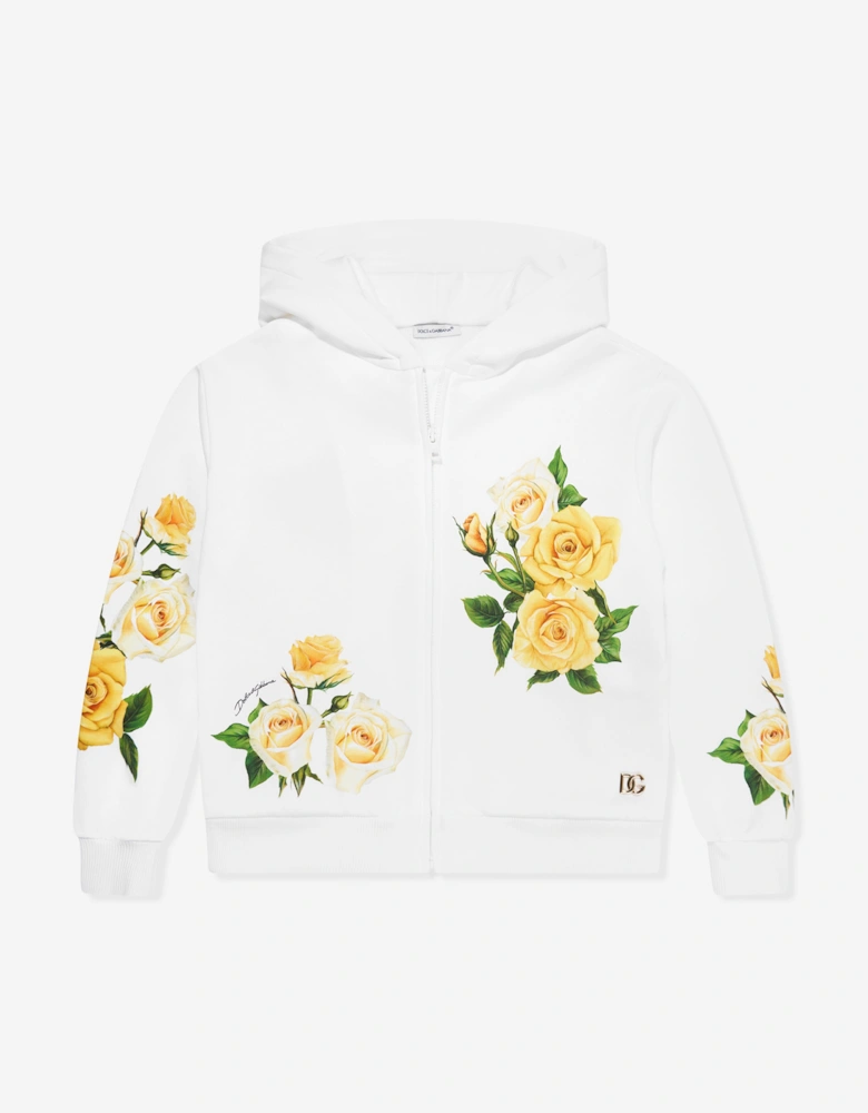 Girls Rose Print Hoodie in Multicolour