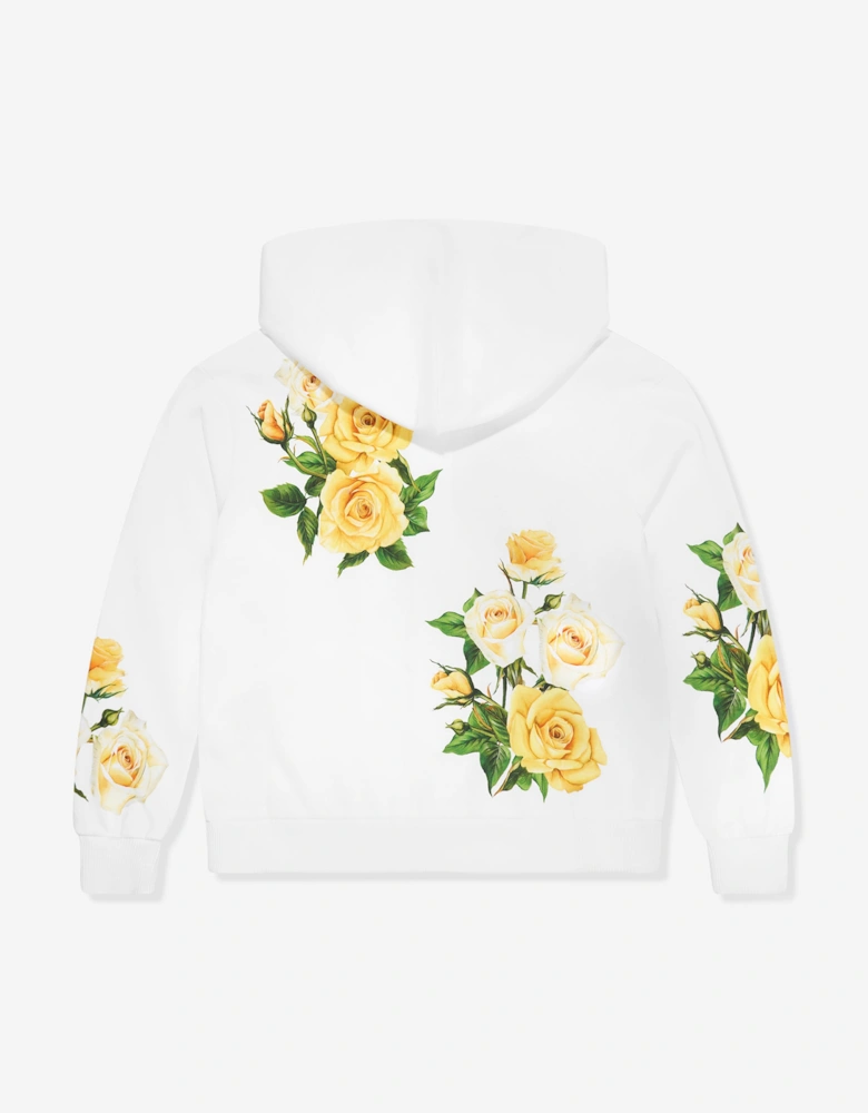 Girls Rose Print Hoodie in Multicolour