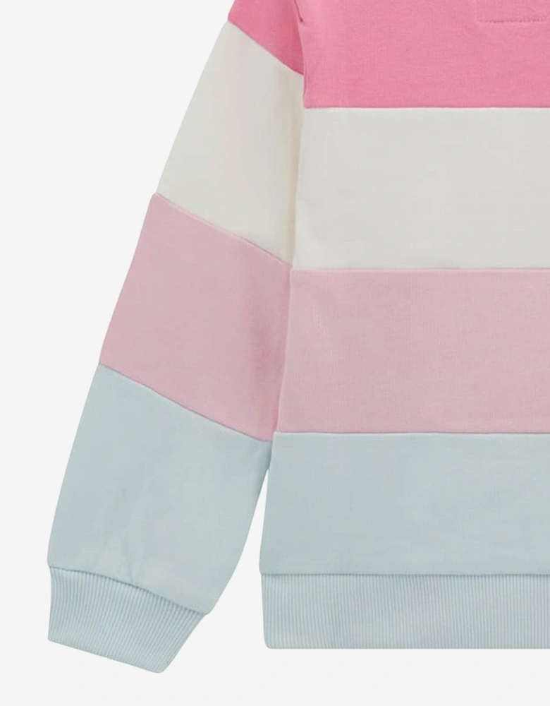 Girls Striped Logo Sweatshirt in Pink