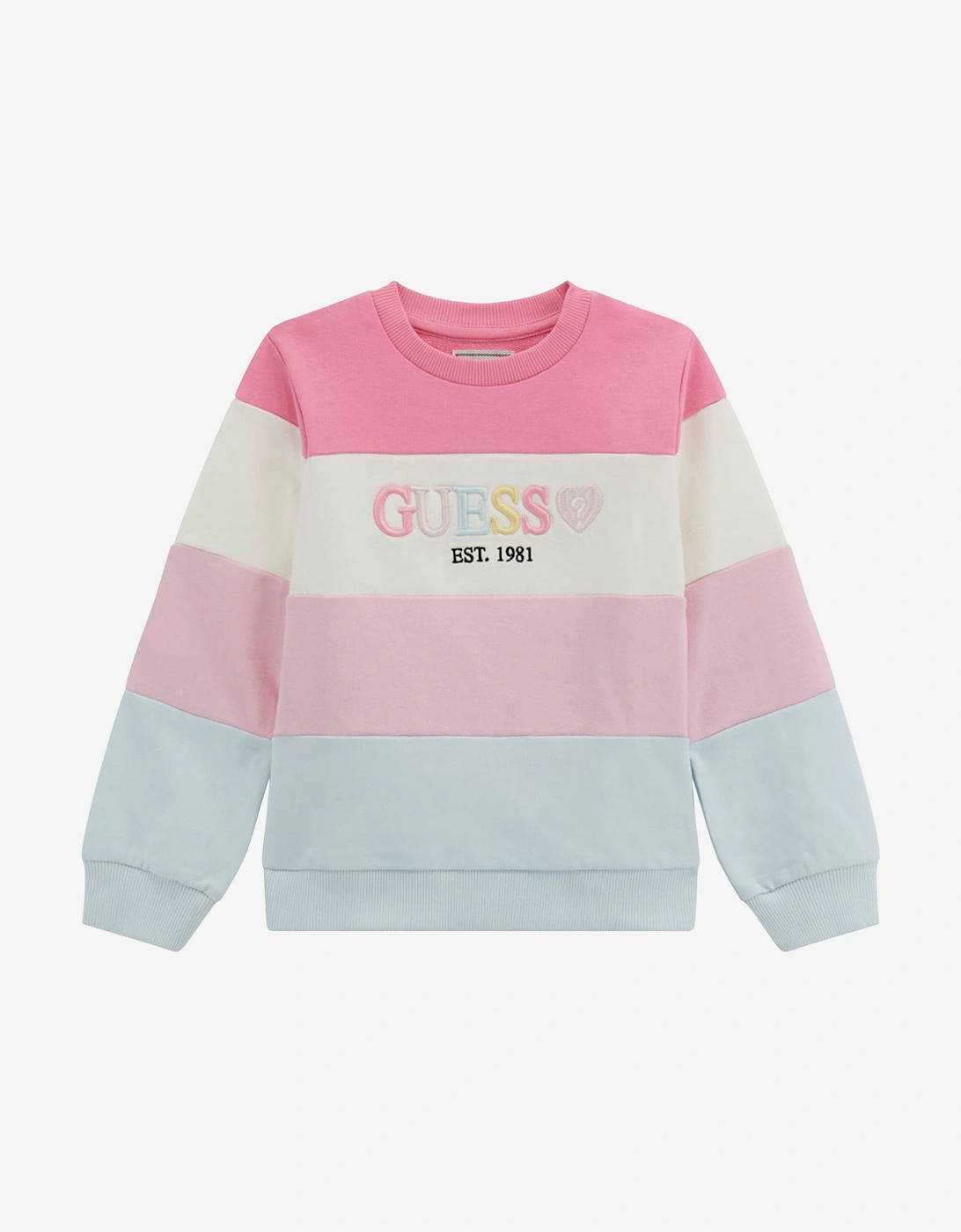 Girls Striped Logo Sweatshirt in Pink, 5 of 4