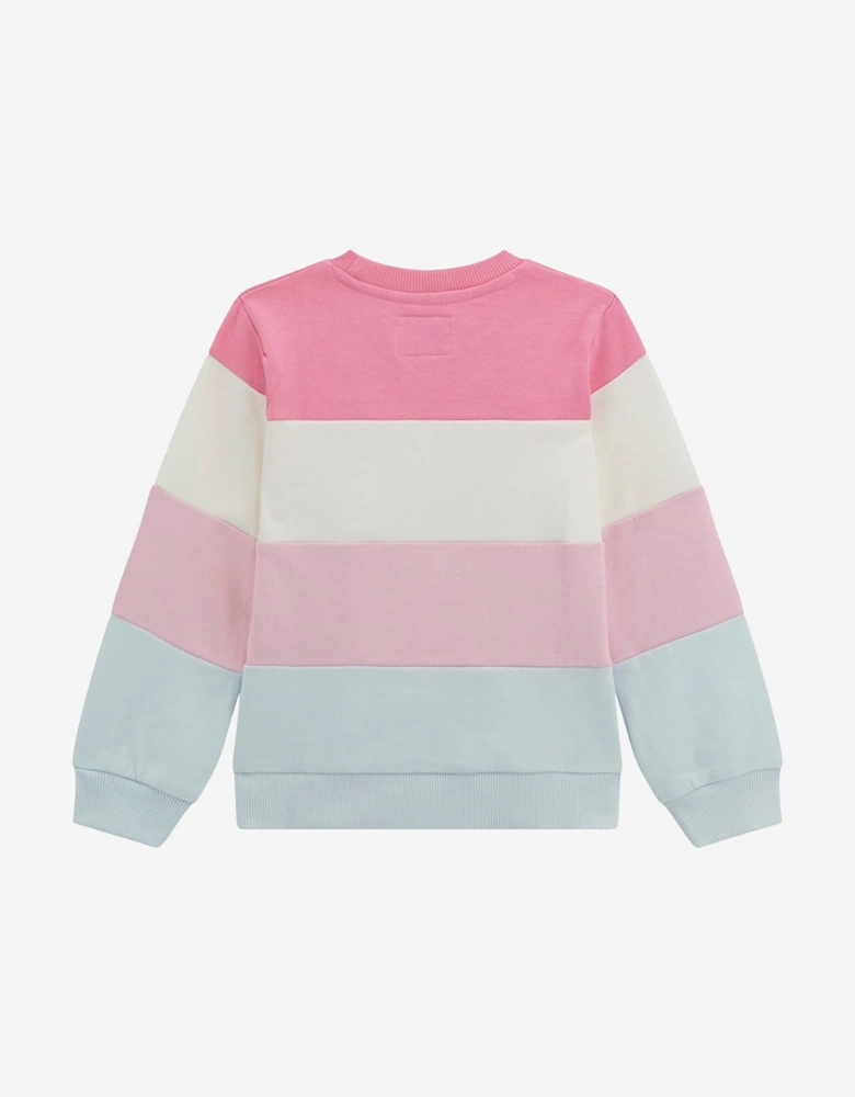 Girls Striped Logo Sweatshirt in Pink