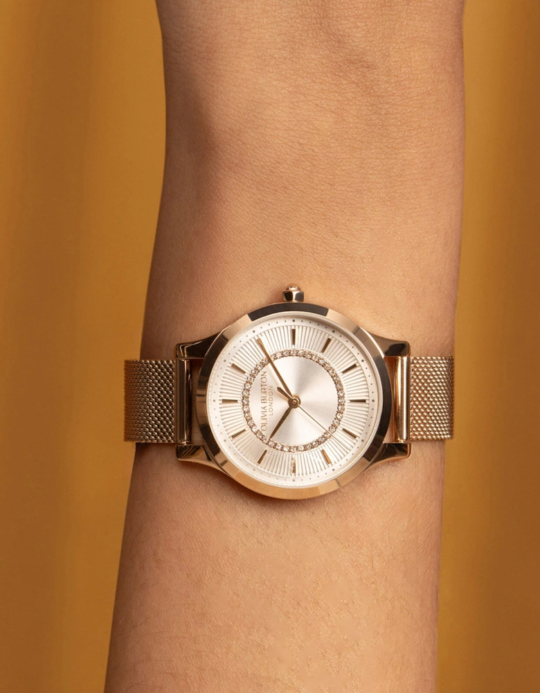 Wonderlust IP Mesh Bracelet Watch in Rose Gold (30mm)