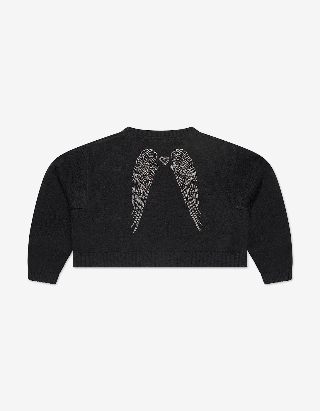 Angels Face Girls Roberta Cropped Zebra Jumper With Wings in Black