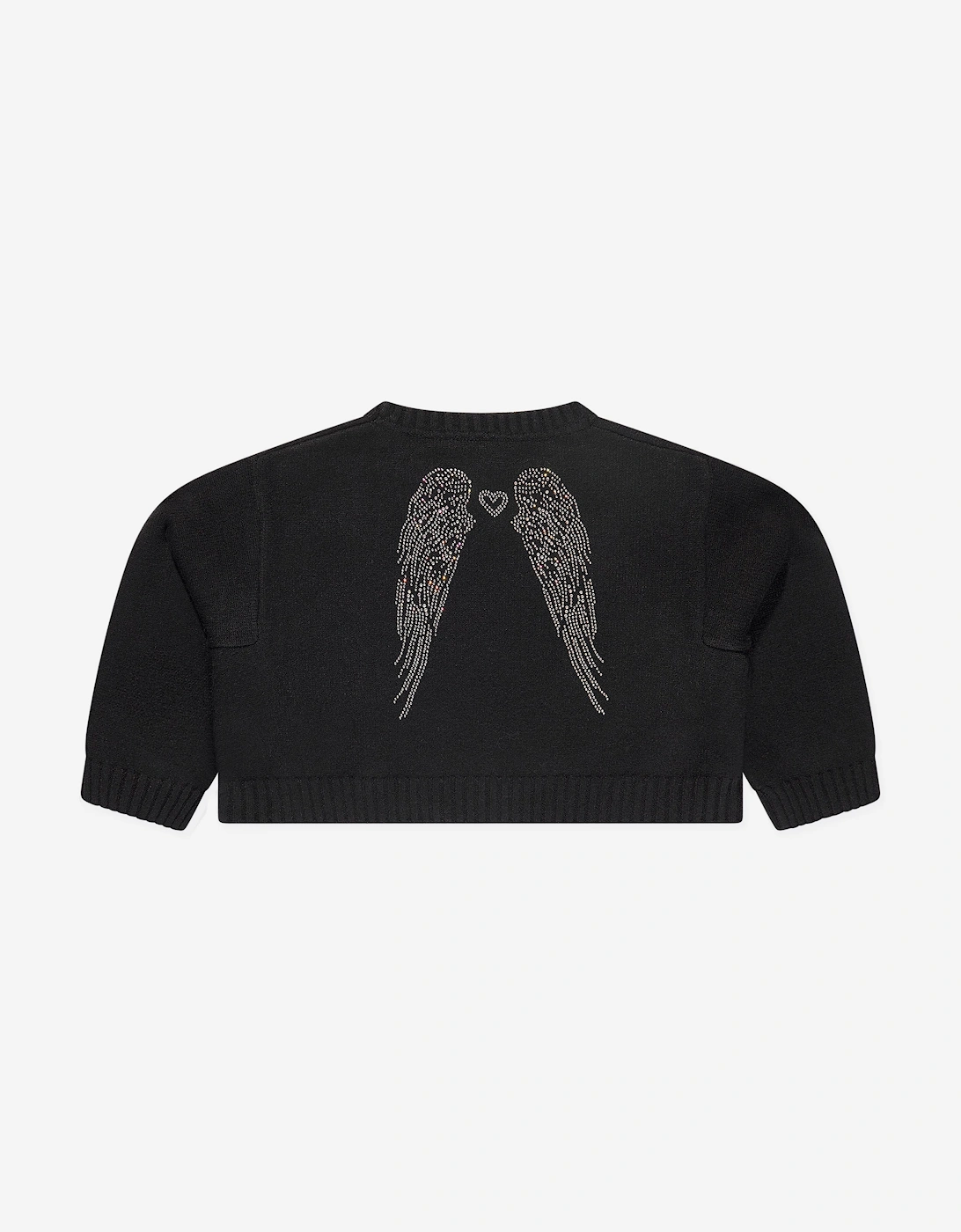 Angels Face Girls Roberta Cropped Zebra Jumper With Wings in Black