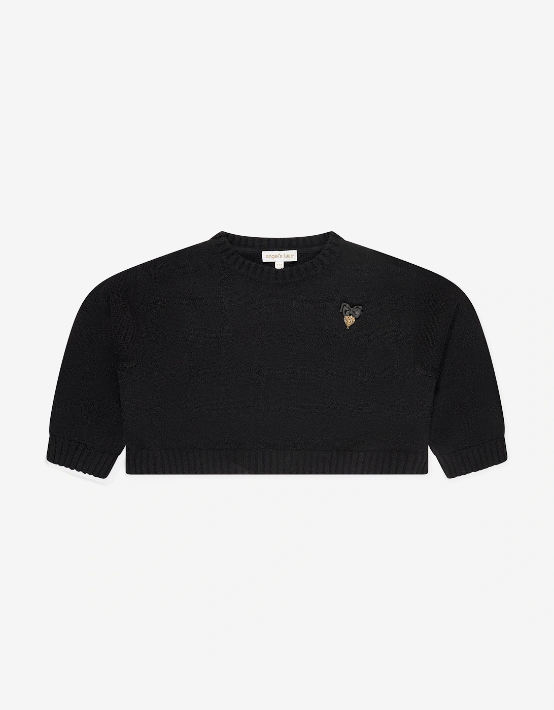 Angels Face Girls Roberta Cropped Zebra Jumper With Wings in Black
