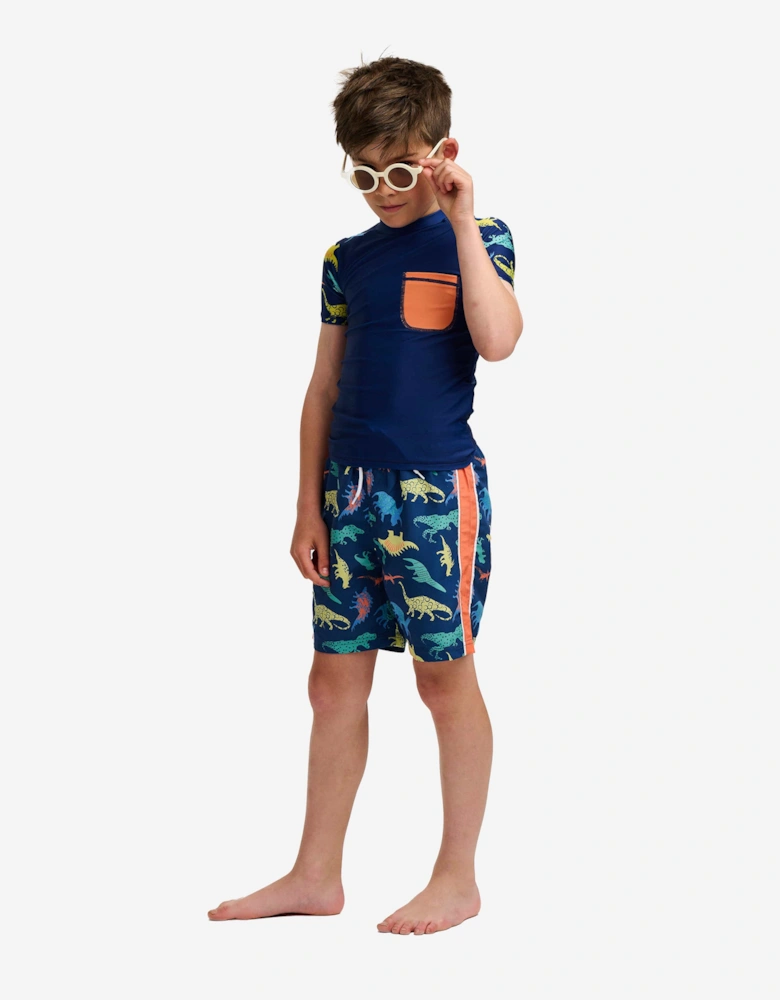 Boys Dinosaur Swim Shorts (UPF50+) in Navy
