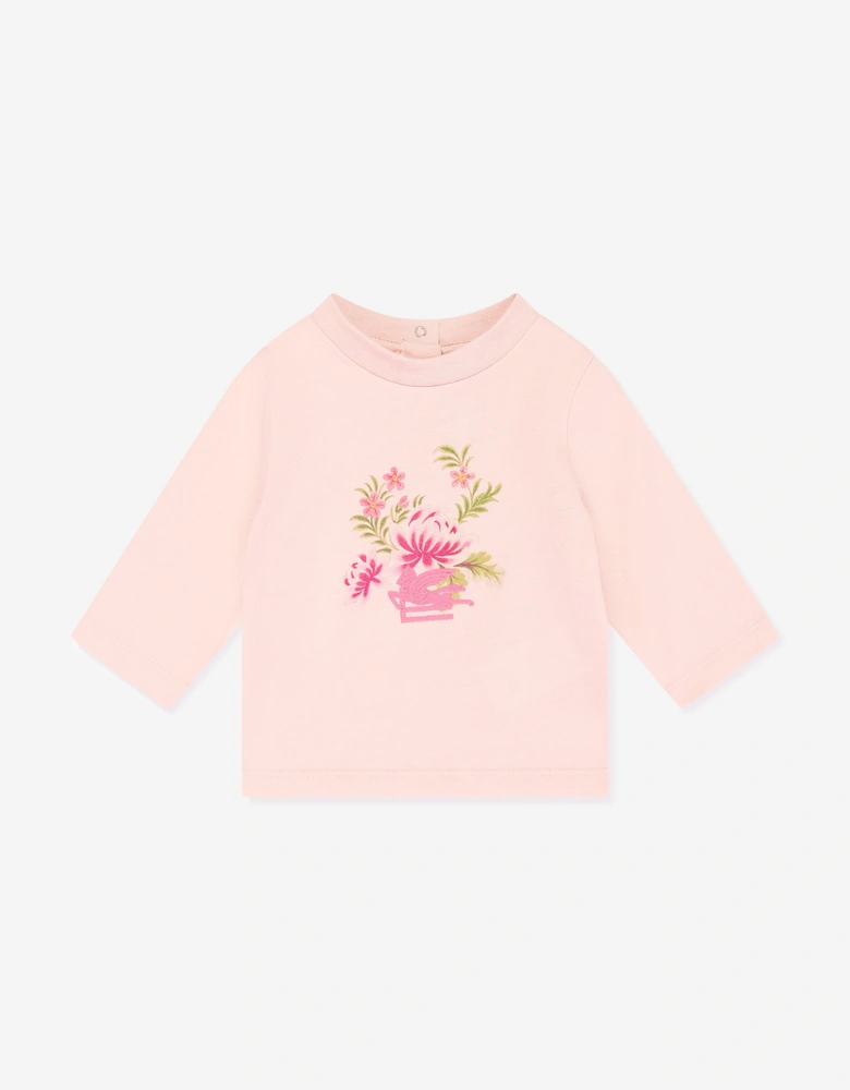 Baby Girls Long Sleeve Logo T-Shirt in Pink